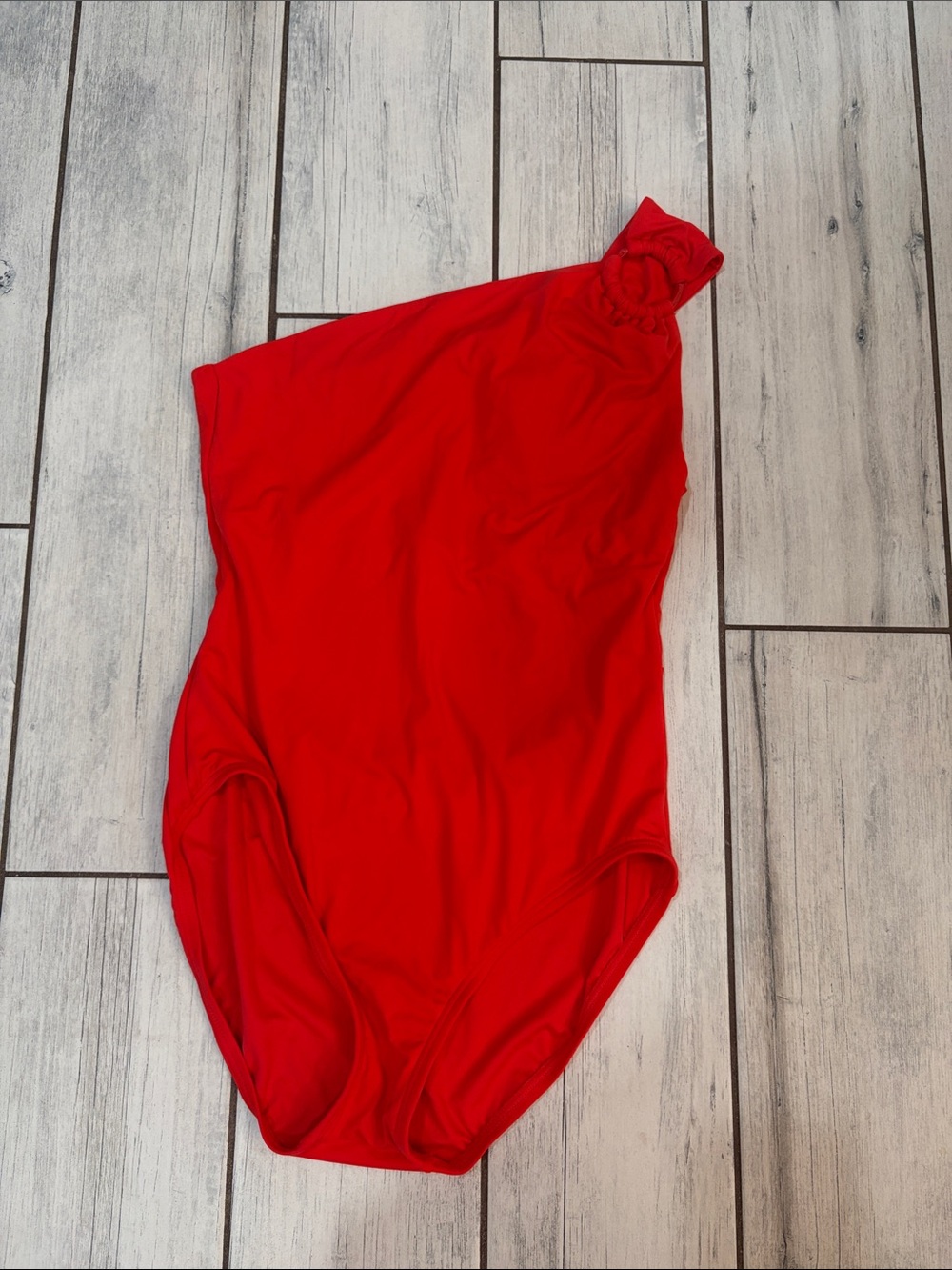 Carmen Marc Valvo Girls' Bright Red One-Shoulder Bodysuit with Rosette